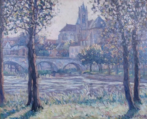 Frederick O'Neill Gallagher, L'EGLISE À MORET, 1913, oil on canvas