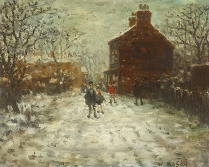 WINTER AFTERNOON by William Mason, oil on board, sold Dec 2016
