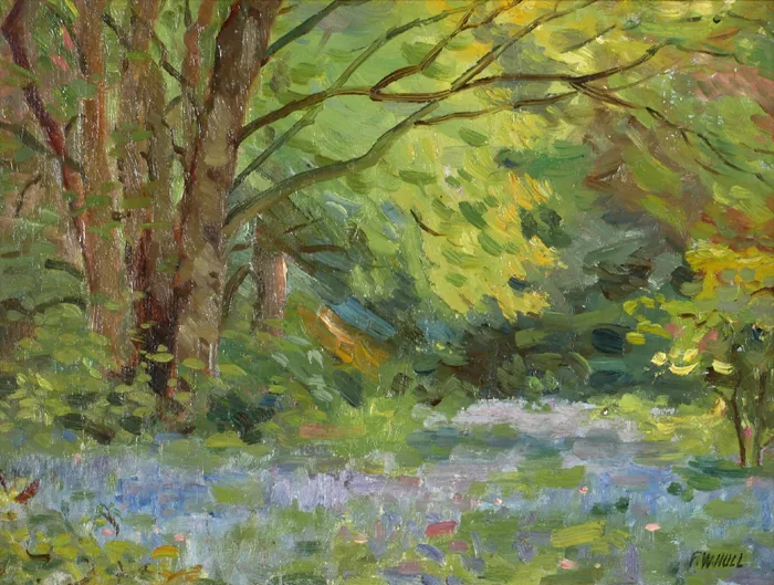 Frederick William Hull, BLUEBELLS IN BELVOIR PARK [BELFAST], oil on canvas board