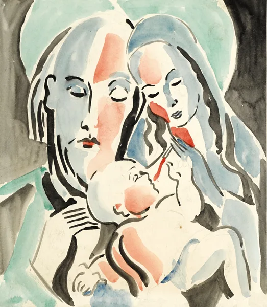 NATIVITY by Father Jack P. Hanlon, watercolour, sold Dec 2016