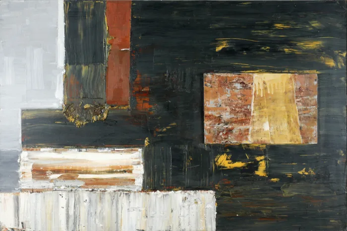CITY AND MEMORY by Richard Slade, 2002, oil on board, offered Dec 2016