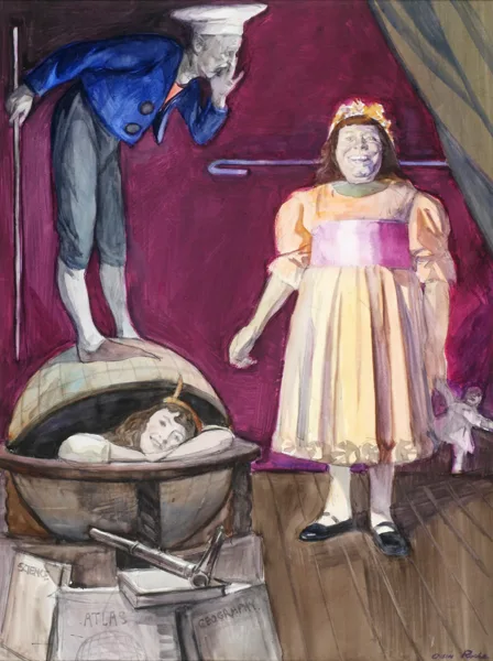THE LAST ACT by Oisin Roche, watercolour, offered Dec 2016