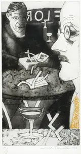 Micheal Farrell, UNTITLED (JOYCE ET PICASSO AU CAFÉ DE FLORE)