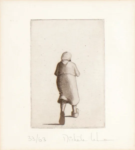 Michèle Lehmann, WOMAN WALKING, etching; (no. 33 from an edition of 63)
