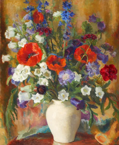 MIXED BUNCH by Moyra Barry, oil on canvas, sold Dec 2016