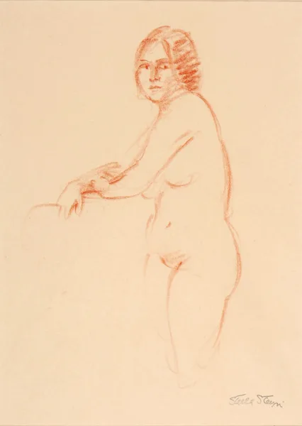 STANDING NUDE by Stella Steyn, conté, sold Dec 2016