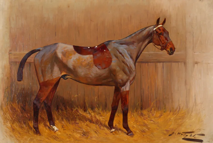 EQUESTRIAN PORTRAIT by George Wright, oil on canvas, sold Dec 2016