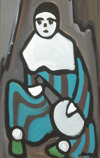CLOWN by Markey Robinson, gouache, sold Oct 2016