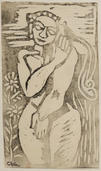 FEMALE FIGURE by Gerard Dillon, monoprint, sold Oct 2016