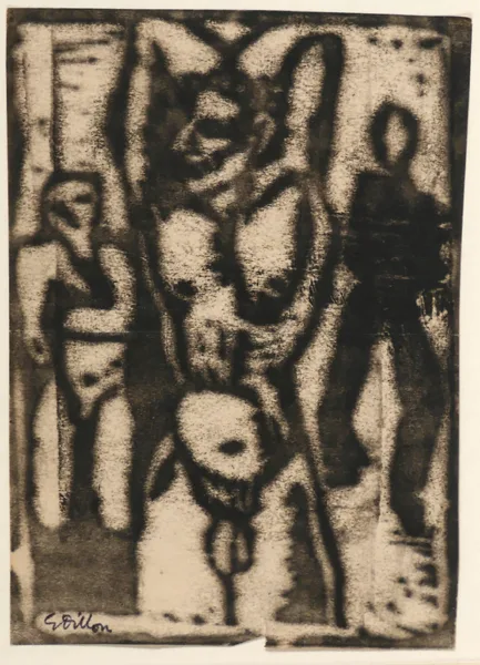 THREE FIGURES by Gerard Dillon, monoprint, sold Oct 2016
