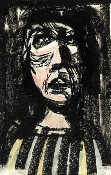 HEAD II by Colin Middleton, 1959, watercolour and charcoal, sold Oct 2016