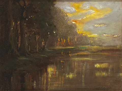 James Humbert Craig, THE GLENDUN RIVER, COUNTY ANTRIM, 1913, oil on board