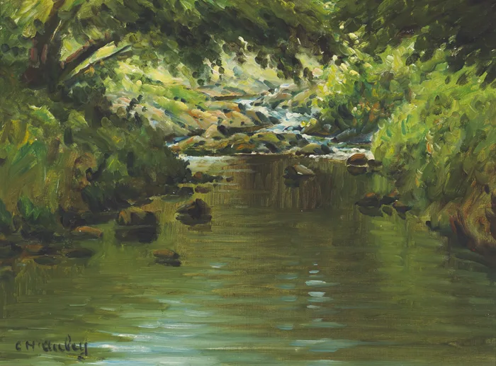 RIVER SCENE by Charles McAuley, oil on canvas, offered Oct 2016