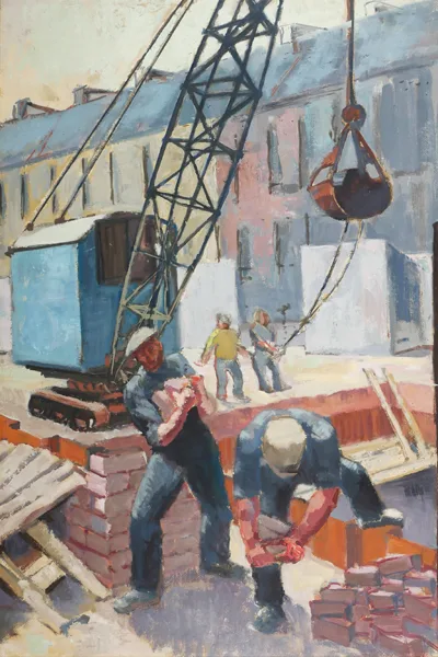 Marjorie Doreen Penson, DOCKLAND SCENE, oil on board