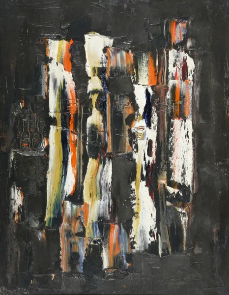 UNTITLED by Gerald Davis, 1963, oil on board, sold Oct 2016