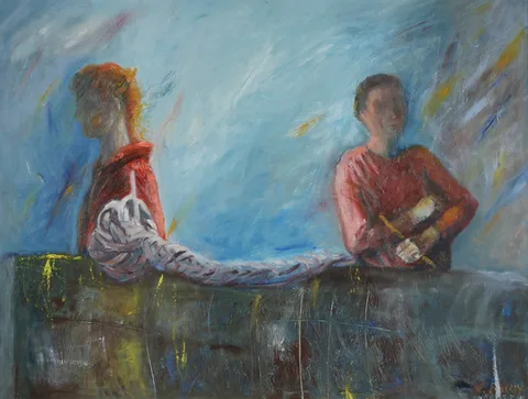 Veronica Bolay, WATCHING THE STORM [CLARE ISLAND, MAYO], oil on board