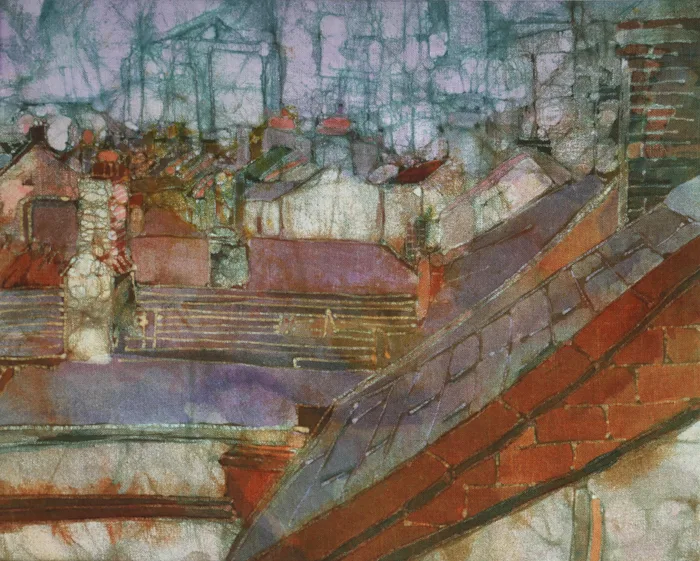 ROOFTOPS by Bernadette Madden, batik, sold Oct 2016