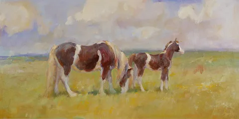 June Brilly, THE HIGH PASTURE, oil on board