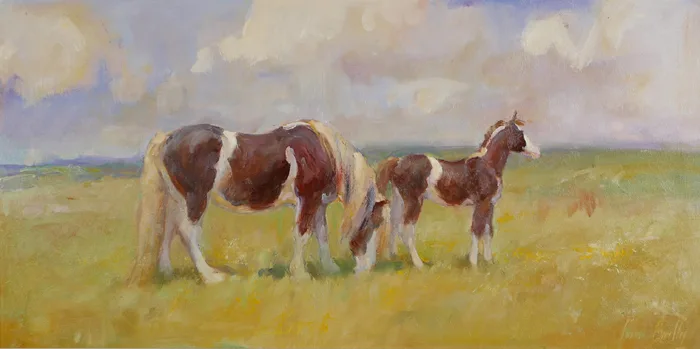 THE HIGH PASTURE by June Brilly, oil on board, sold Oct 2016