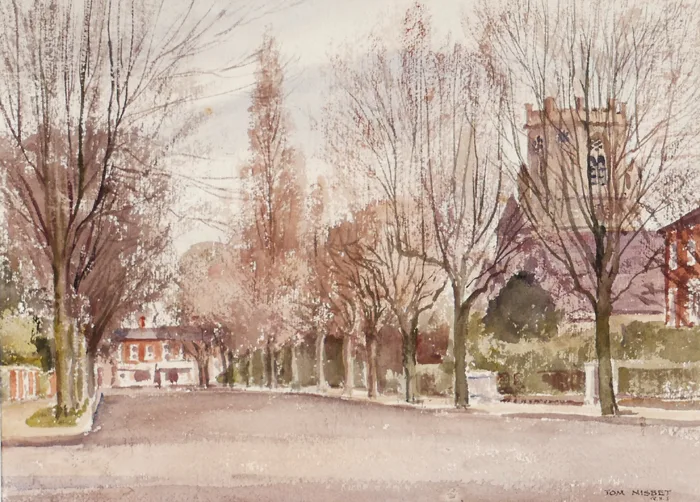 ELGIN ROAD, DUBLIN by Tom Nisbet, watercolour, sold Oct 2016