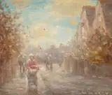 William Mason, STREET SCENE WITH FIGURE IN PINK