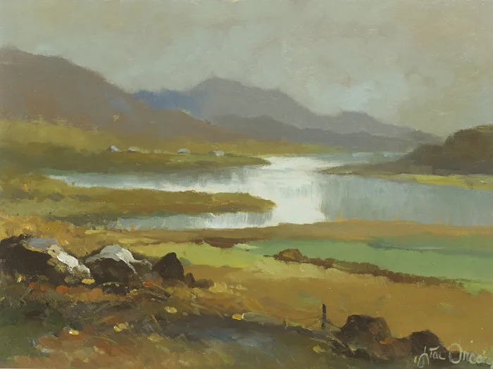 MISTY DAY, CONNEMARA by Liam Treacy, 1985, oil on board, offered Oct 2016