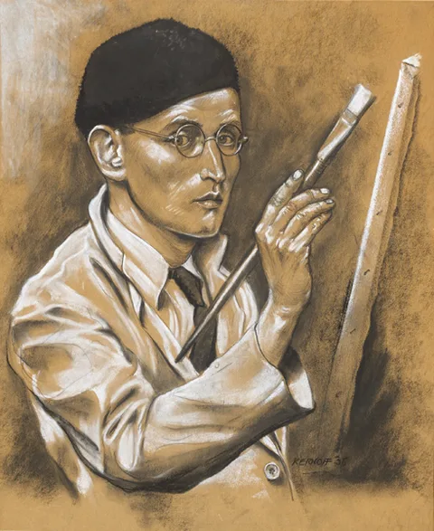 Harry Kernoff, SELF PORTRAIT, 1936, chalk