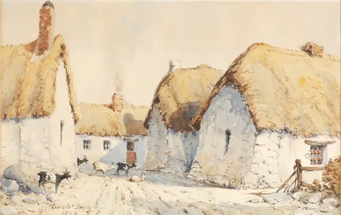 Lancelot Bayly, FARM SCENE WITH GOATS, c.1920s, watercolour