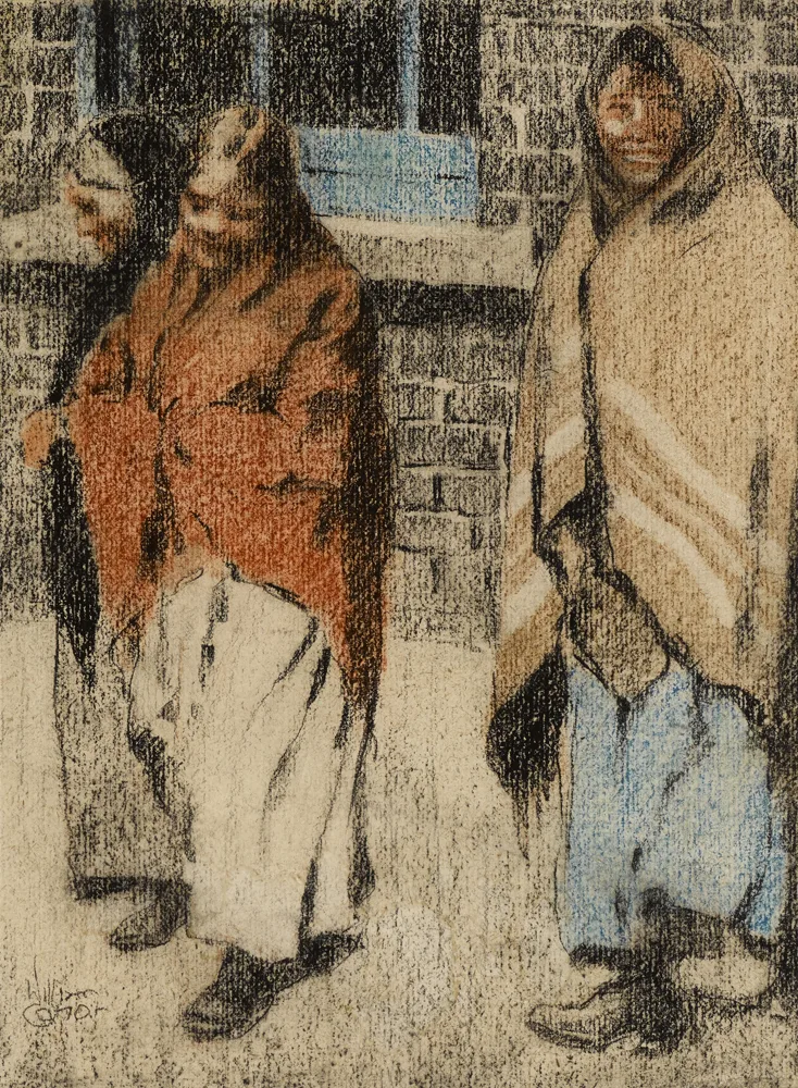 THE MILL GIRLS by William Conor, crayon, sold Sep 2016