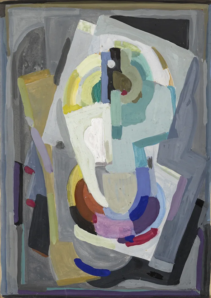 CUBIST COMPOSITION by Mainie Jellett, gouache on card, sold Sep 2016