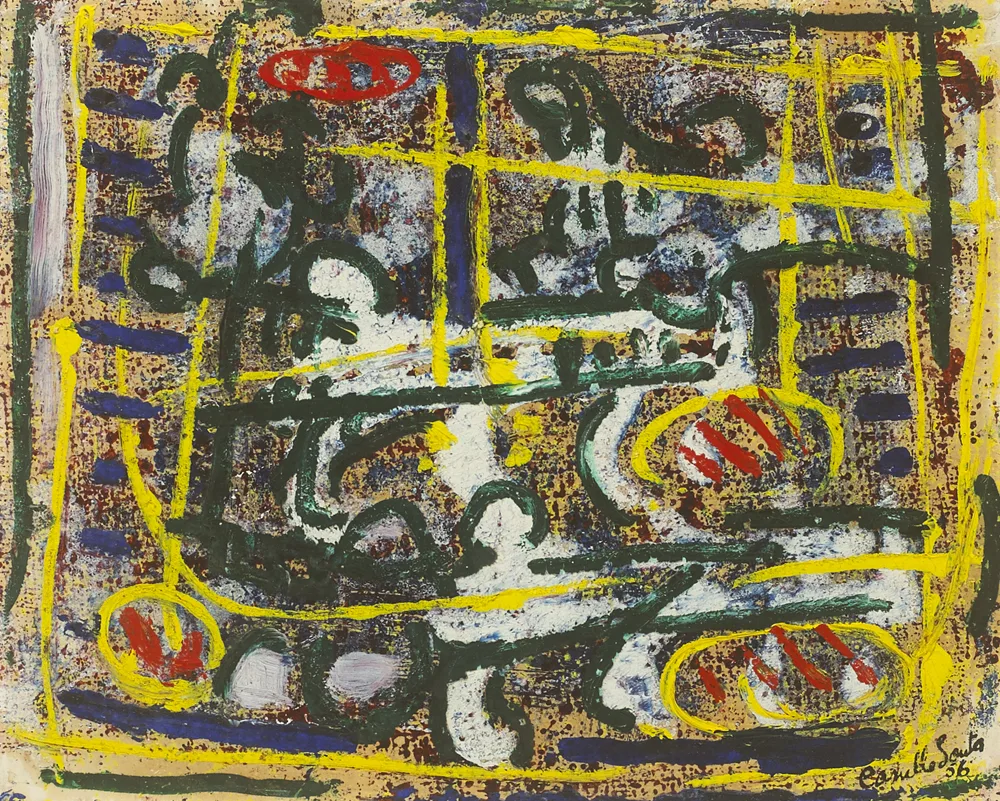 CARNIVAL AT GALWAY by Camille Souter, 1956, oil on paper, sold Sep 2016