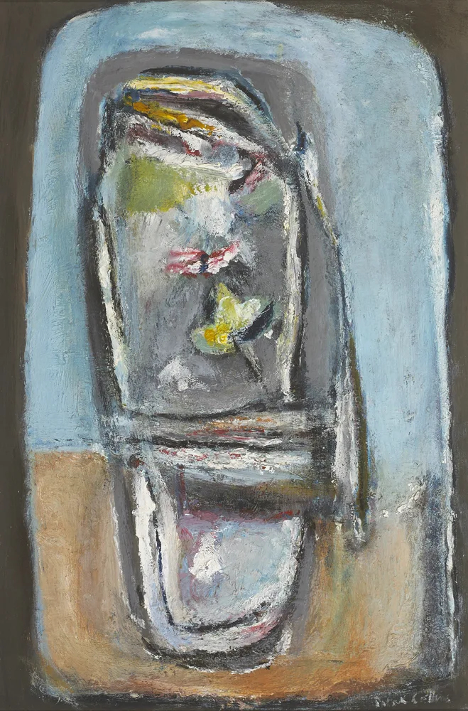 THE BROKEN GERANIUM by Patrick Collins, 1981, oil on board, sold Sep 2016