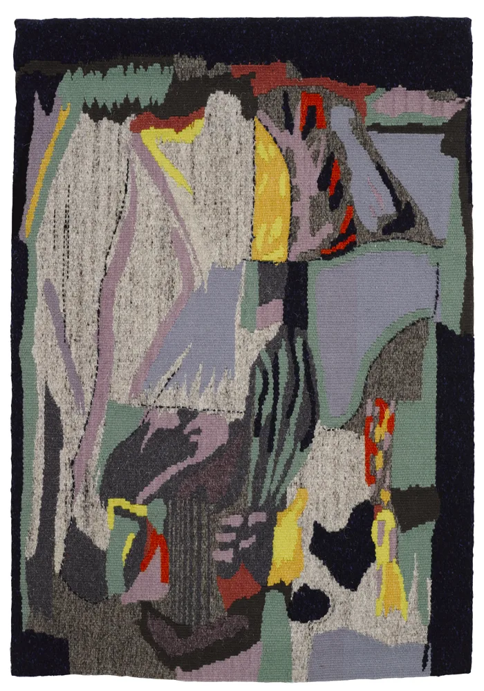RED CELTIC by Tony O'Malley, 1983, Gobelin style woven tapestry, sold Sep 2016
