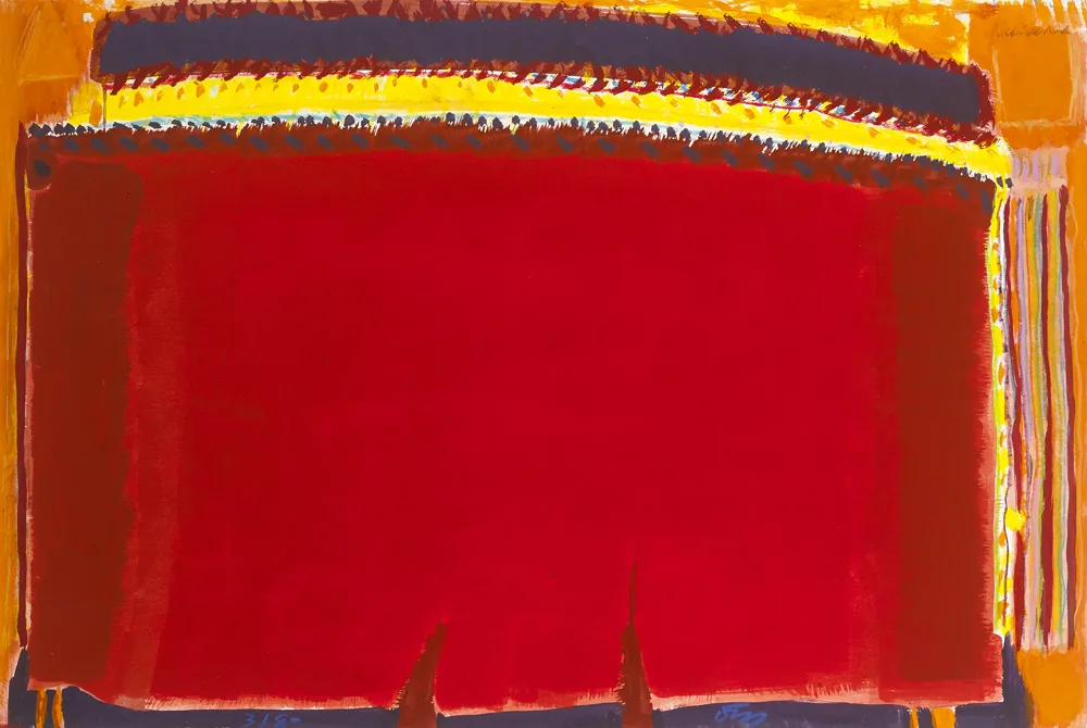 NASSAU RED by Tony O'Malley, 1980, gouache, pastel and watercolour on card, offered Sep 2016