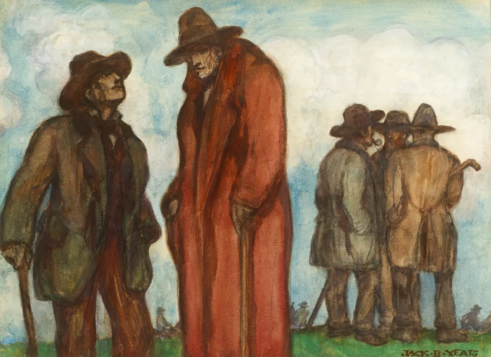 Jack Butler Yeats, FIGURES GATHERED c.1904-06, gouache and watercolour on card