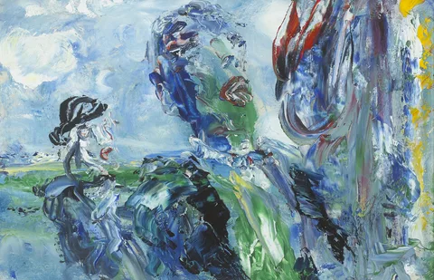 Jack Butler Yeats, SINGING 'UNDER THE CANOPY OF HEAVEN', 1950, oil on board