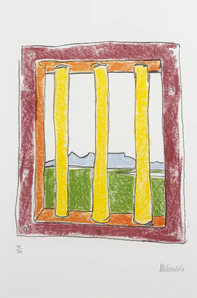 Nelson Mandela, THE WINDOW, 2002, hand-printed lithograph on Velin BFK Rives paper; (no. 88 from an edition of 500)