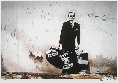 Blek le Rat, MAN WHO WALKS THROUGH WALLS, 2008, continuous tone photograph; (no. 26 from an edition of 200)