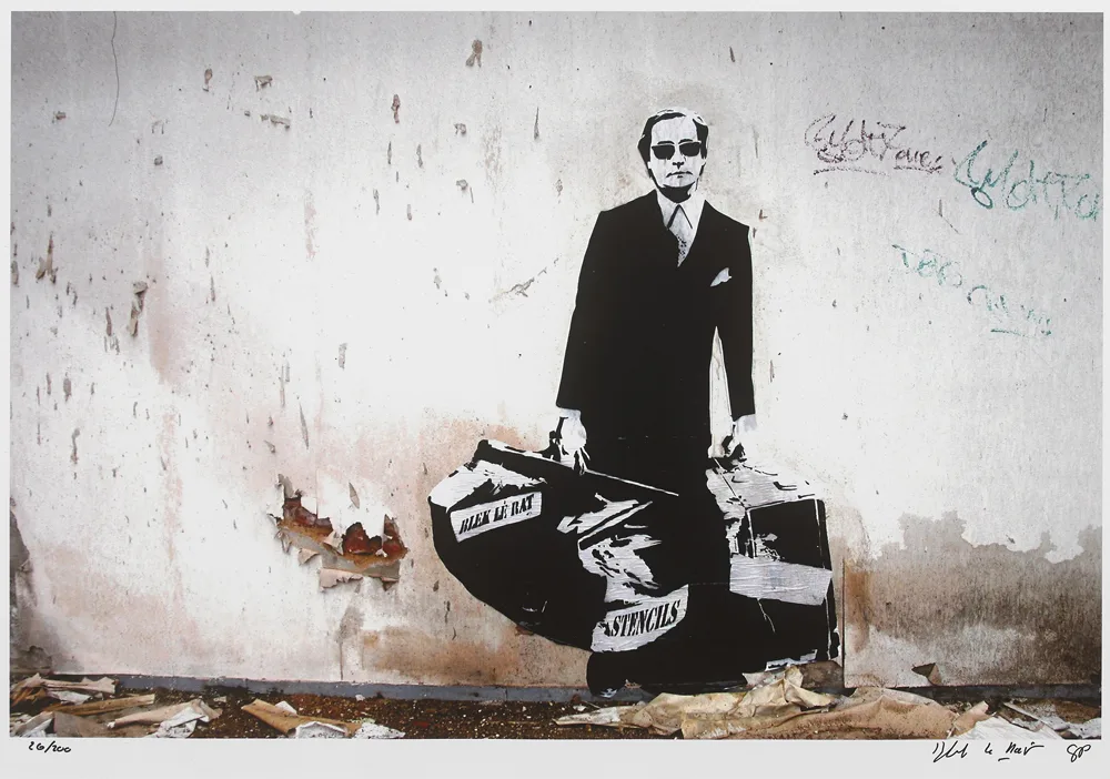 Blek le Rat, MAN WHO WALKS THROUGH WALLS, 2008, continuous tone photograph; (no. 26 from an edition of 200)