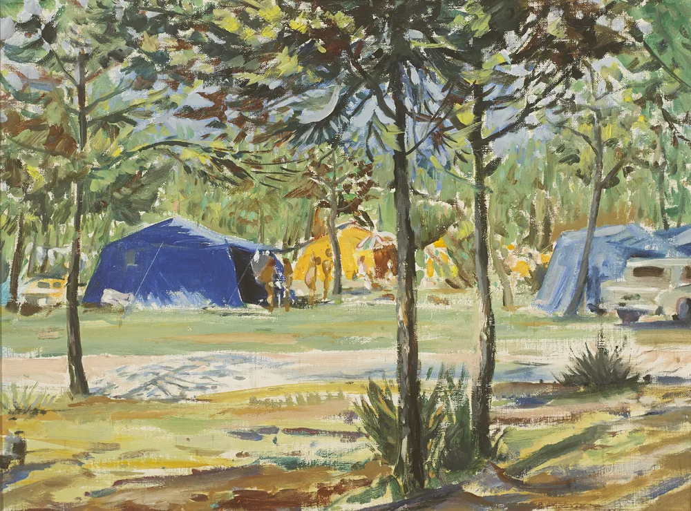 CAMPING SCENE by Fergus O'Ryan, oil on canvas, offered Sep 2016