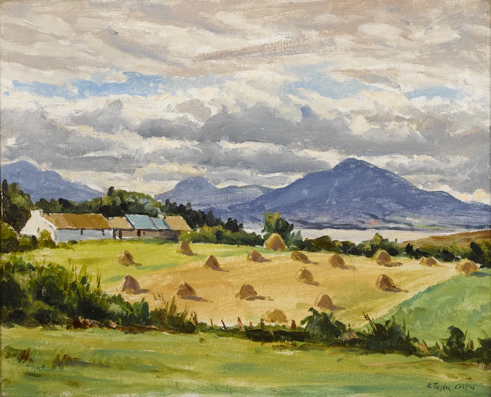 HAY STACKS, COUNTY DONEGAL by Robert Taylor Carson, oil on canvas, sold Sep 2016