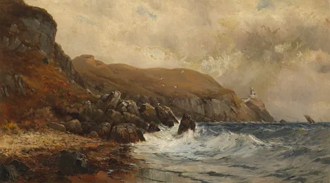Alexander Williams, THE BAILEY LIGHTHOUSE, HOWTH, 1889, oil on canvas laid on board