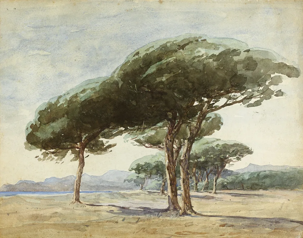 STONE PINES by Nathaniel Hone, watercolour, sold Sep 2016
