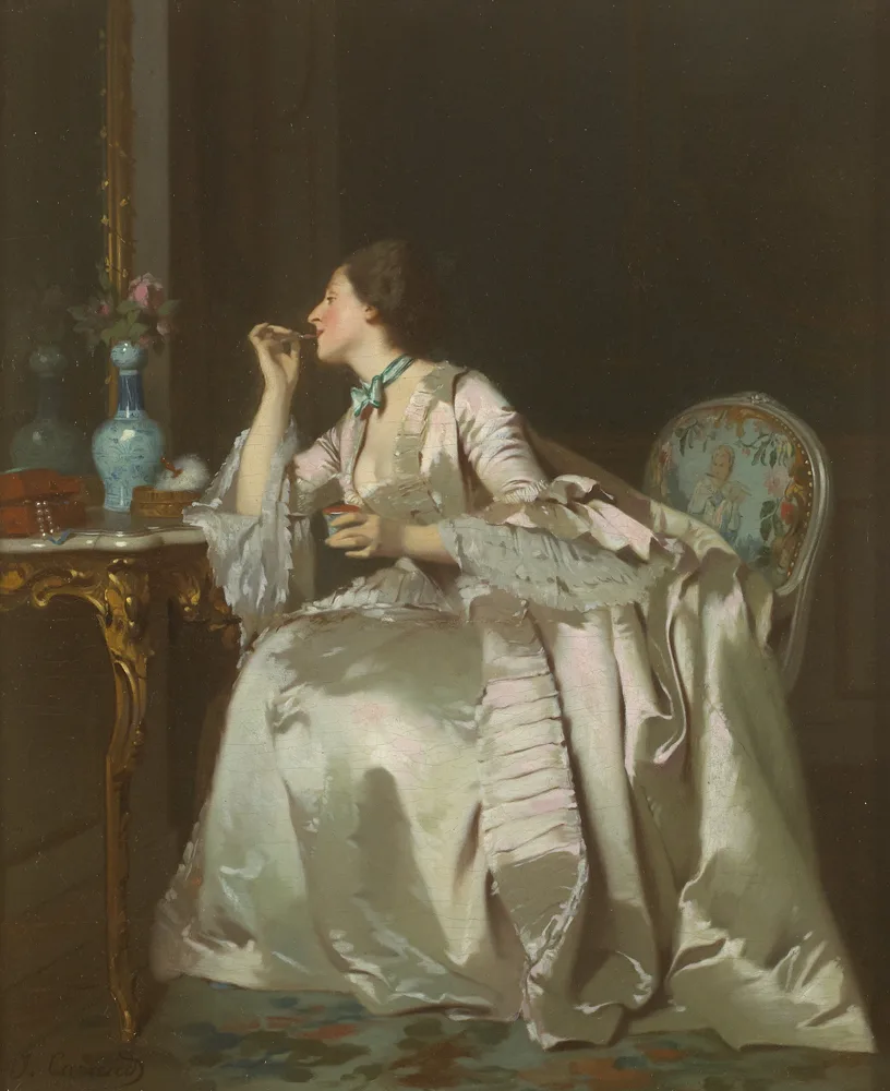 Joseph Caraud, PREPARING FOR THE DANCE, oil on panel