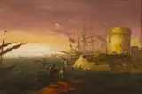 William Sadler II, MARITIME SCENE WITH MARTELLO TOWER AND TALL SHIPS
