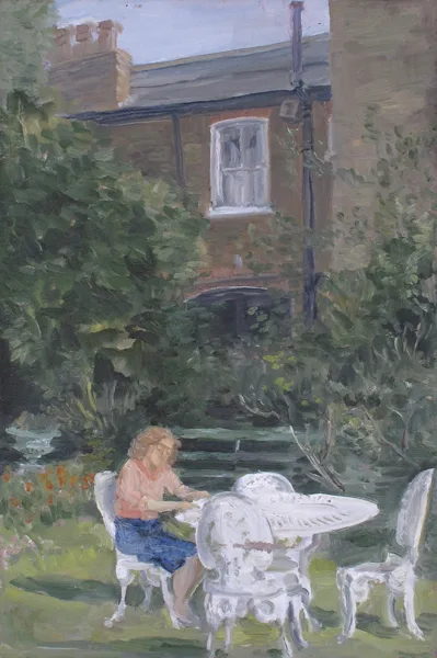 STUDY FOR THE 'LETTER EVENING' by John Lessore, 1989, oil on board, sold Jul 2016