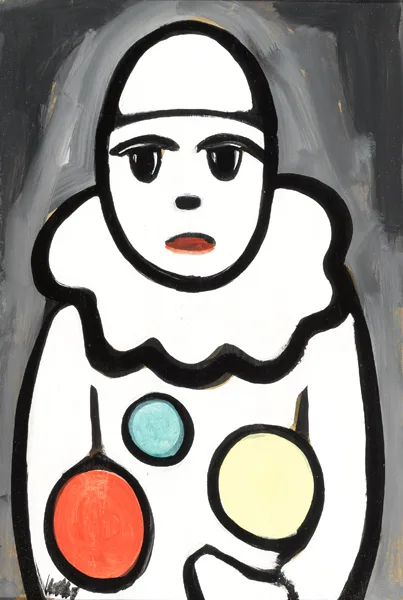 CLOWN by Markey Robinson, gouache, sold Jul 2016