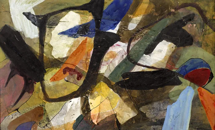 UNTITLED by Piet Sluis, watercolour and collage on paper, sold Jul 2016