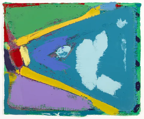 Anthony Frost, TURQUOISE WEDGE BLUE FLOAT, monoprint; (unique)