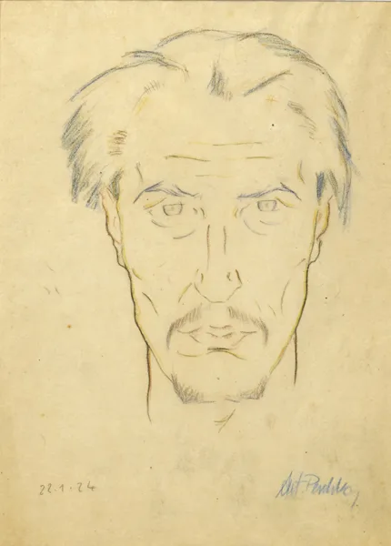 Anton Emanuel Peschka, PORTRAIT OF A MAN, 1924, coloured pencil